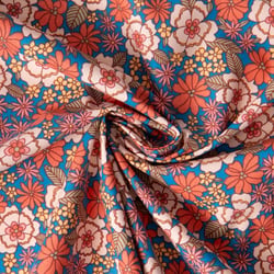 Tissu Coton imprimé Arty Fleuri Betti sur fond Bleu