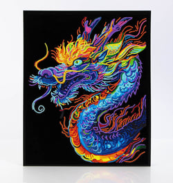 DIAMOND DOTZ kit fond noir suédine - Dragon fluorescent