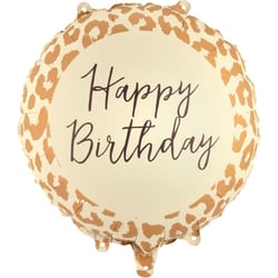 Ballon Aluminium Hélium Imprimé Léopard ''Happy Birthday''   Ø 35 cm