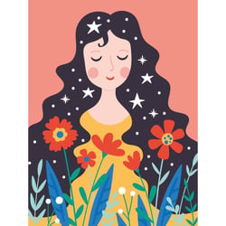 MégaCréa DIY - Peinture au numéro Jeune Fille 30 x 40 cm