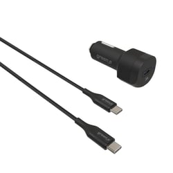 Greene Chargeur Voiture Allume cigare PD USB-C 18W avec Câble USB-C vers USB-C 1,3M Noir