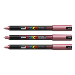 Lot de 3 marqueurs peinture pointe calibrée extra-fine 0,7 mm - POSCA - Rouge Métal - PC1MR