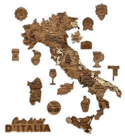 Carte des vins d’Italie en bois - 55 × 60 cm - Creatifwood