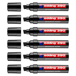 Marqueur permanent - EDDING - 390 - Noir - Pointe biseautée 4-12 mm - Lot de 6