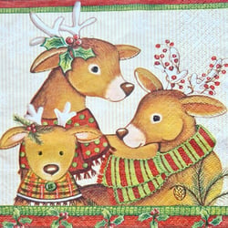 Lot de 4 serviettes en papier découpage collage 33 cm RENNE DE NOEL