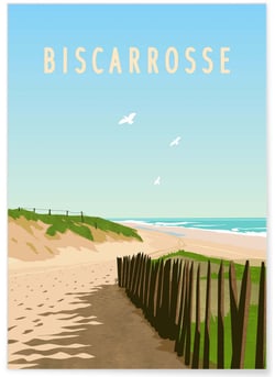 Affiche ville Biscarrosse | A3 : 29,7x42cm