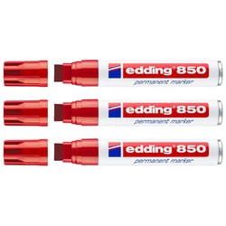 Lot de 3 marqueurs permanents pointe large - EDDING - Rouge - 850