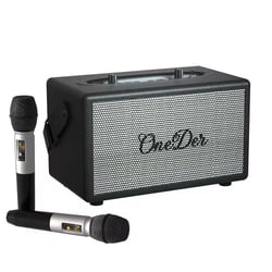 Enceinte Bluetooth Extérieure Sans Fil Avec Karaoké Et Deux Micros Orange Noir YONIS