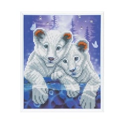 Crystal Art - Kit broderie diamant Tigre avec cadre blanc 21x25cm