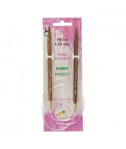 Aiguilles à tricoter circulaires fixes 80 cm Bois Perfect Du N°3 au 10 - Pony taille n°6,5