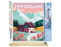 Peinture par Numéro Figured'Art - Affiche Vintage Lucerne - Kit de Loisir Créatif DIY Numéro d'Art Complet - 40x50cm toile roulée + châssis en bois à monter