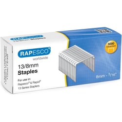 Agrafes - 13/8mm - Acier galvanisé - 8mm - Boîte de 5000 unités - Rapesco