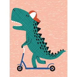 MégaCréa DIY - Kit diamond painting enfant Dino trotinette 15 x 20 cm