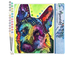 Peinture par Numéro Figured'Art - Chien étoilé 2 - Kit de Loisir Créatif DIY Numéro d'Art Complet - 40x50cm sans châssis en bois