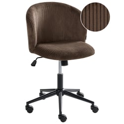 Chaise de Bureau Marron Foncé en Velours Côtelé Pivotante avec Assise et Dossier Hauteur Réglable Style Moderne