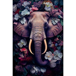 Tableau sur toile éléphant fleuri 45x65 cm