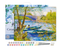 Peinture par Numéro Figured'Art avec Cadre - La pêche au Printemps Pont de Clichy - Van Gogh - Numéro d'Art - 40x50cm toile tendue sur châssis