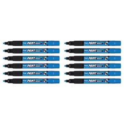 Lot de 12 marqueurs permanents pointe ogive 2 mm - PENTEL - MMP20 PAINT MARKER - Bleu