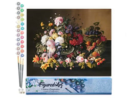 Peinture par Numéro Figured'Art - Fleurs et Fruits - Severin Roesen - Kit de Loisir Créatif DIY Numéro d'Art Complet - 40x50cm sans châssis en bois