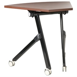 Bureau d'Angle Pliant Marron Foncé en MFC et Structure en Métal avec Roulettes 90 x 64 cm Style Moderne
