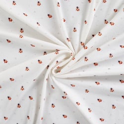 Tissu Jersey Coton Bord côte Coccinelles sur fond Blanc cassé