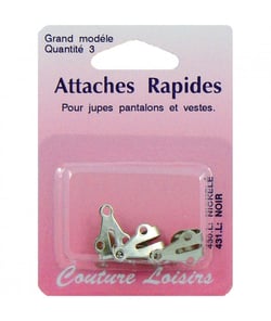 Agrafes nickelées pour pantalons jupes X 3 - Large - Distrifil L Gris