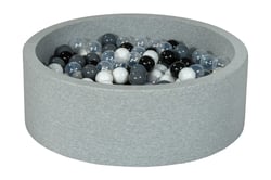 Piscine à balles Aire de jeu + 300 balles noir, blanc, transparent, gris - Velinda