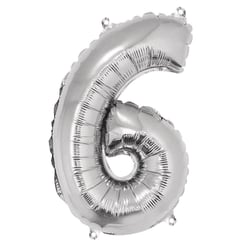 Ballon Chiffre 6, 40cm, 1pce. , argent