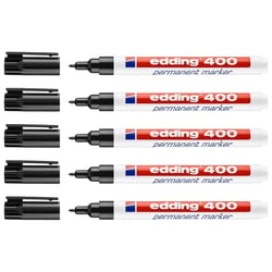 Lot de 5 marqueurs permanents - EDDING - Noir - Pointe fine 1 mm