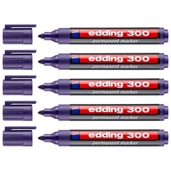 Lot de 5 marqueurs permanents EDDING 300 - Pointe ronde 1,5-3 mm - Violet
