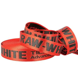 Film 20m sangle jacquard RAW WHITE 35mm Rouge/noir