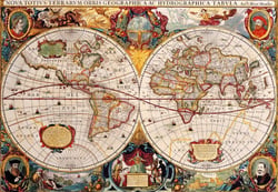 Puzzle 1000 pièces - Antique World Map - Bluebird Puzzle