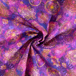 Tissu Coton imprimé Mandalas sur fond Violet