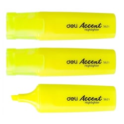 Lot de 3 surligneurs pointe biseautée 1-5mm - DELI - Jaune