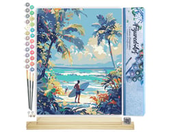 Peinture par Numéro Figured'Art - Journée ensoleillée à la plage - Kit de Loisir Créatif DIY Numéro d'Art Complet - 40x50cm toile roulée + châssis en bois à monter