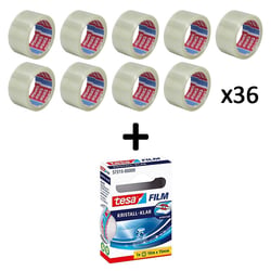 Lot de 36 rubans emballage adhésif transparent Tesa + 1 ruban adhésif invisible