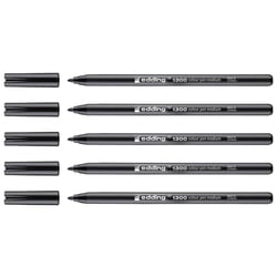 Lot de 5 feutres de coloriage pointe ronde moyenne 2 mm - EDDING - Noir - 1300
