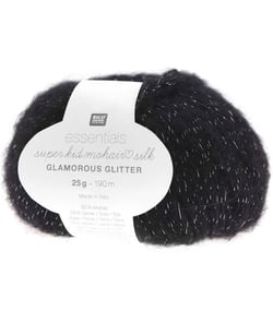 Fil à Tricoter ESSENTIALS SUPER KID MOHAIR LOVES SILK GLAMOROUS GLITTER: Luxe, Douceur et Créativité - 25gr - Rico Design 06 Noir