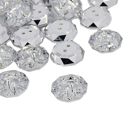 10 Boutons Fantaisies Strass transparent 18 mm - 2 trous - creation couture scrapbooking