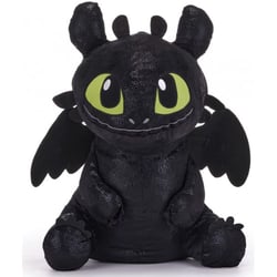 Grand peluche krokmou dragon noir 55 cm - doudou licence dragons xl - SPIN MASTER