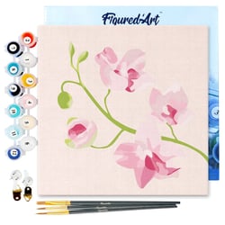 Mini Peinture par Numéro Figured'Art 20x20cm avec cadre Branche d'Orchidée - Petit Format