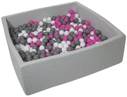 Piscine à balles pour enfant, 120x120 cm, Aire de jeu + 900 balles blanc, rose, gris - Velinda