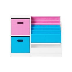 SoBuy KMB76-F Bibliothèque pour Enfants, Organisateur Jouets et Livres pour Enfants avec 2 Paniers, 5 Étagères et 1 Compartiment