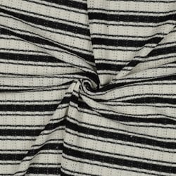 Tissu Jacquard Tricoté Marinière Noir sur fond Ecru