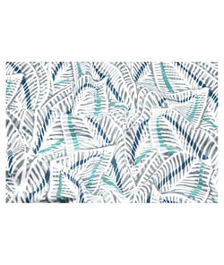 Tissu coton feuilles de 160 cm de largeur darwin bleu vendu par 50 cm