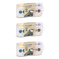 Lot de 3 pastilles - Aquarelle PRIMO - Fine - 12 couleurs - Godets remplaçables
