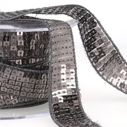 Galon paillettes gris noir au mètre