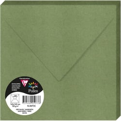 Enveloppes - Carré - 165x165mm - Pollen - Vert sauge - 20 unités - Clairefontaine