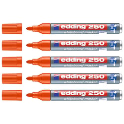 Lot de 5 marqueurs pour tableaux blancs EDDING - Pointe ronde 1,5-3 mm - Orange