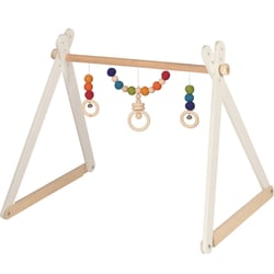 Portique d'activités en bois arc-en-ciel